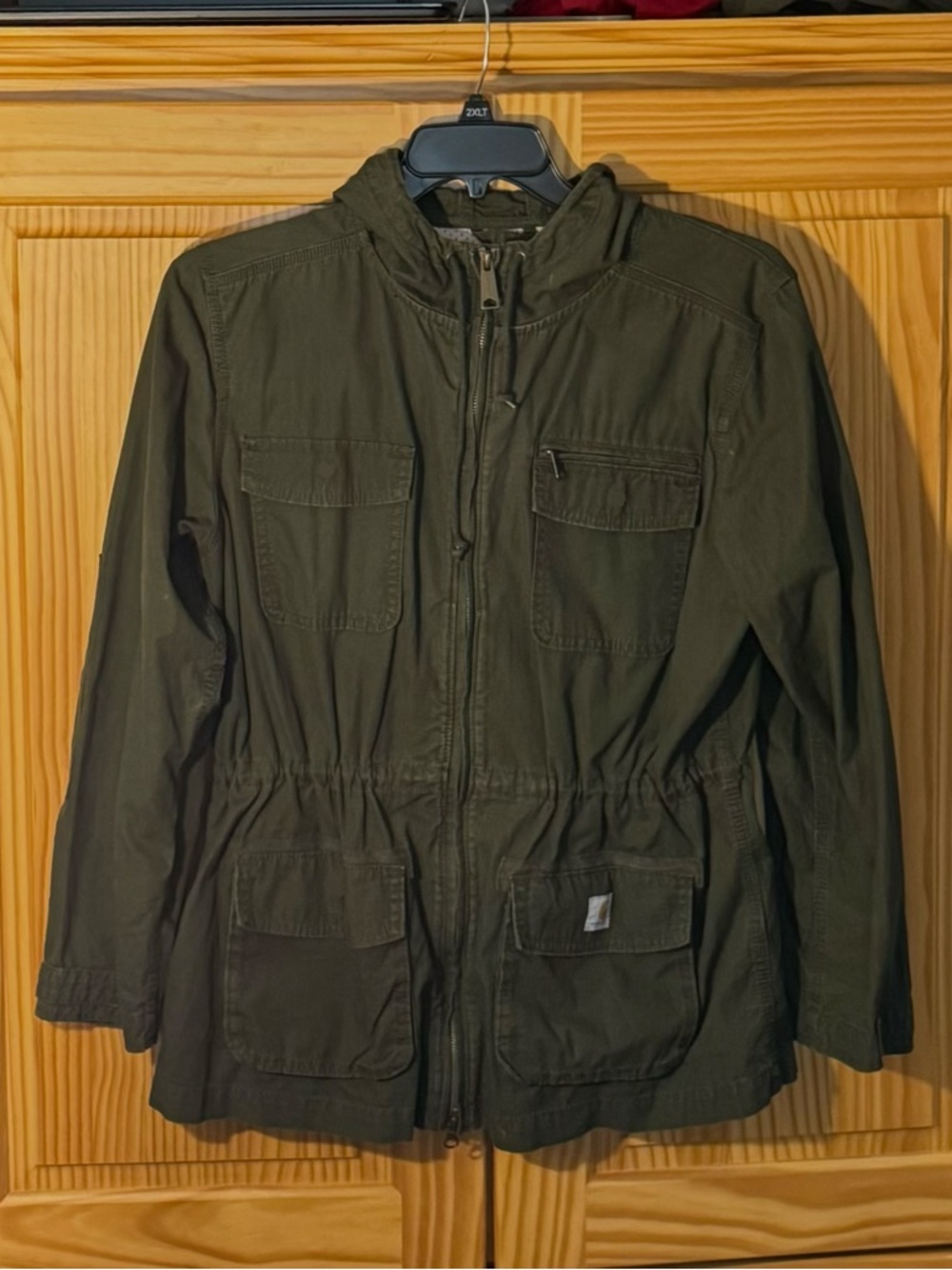 Carhartt  Army Green Jacket with Mustard Logo size L/12-14